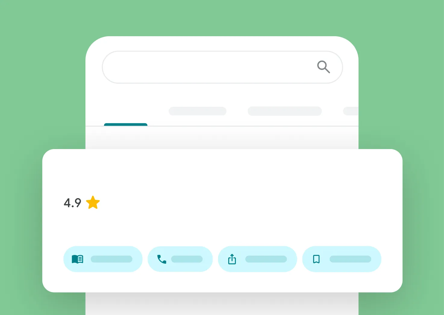 Exemplo visual de avaliações e resposta do proprietário em uma ficha do Google